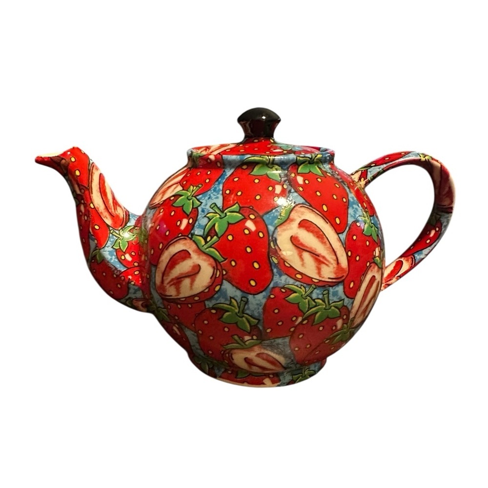 Paul CARDEW DESIGN Classic STRAWBERRIES TEAPOT w/LID Made in ENGLAND 5 Cups